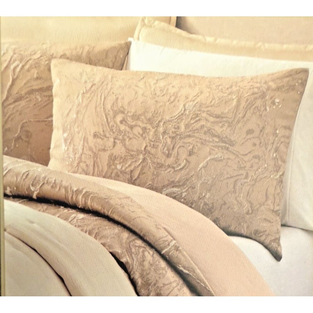 Donna Karan Liquid Marble King Shams Set of 2 Gold Luxe Premium 20x36